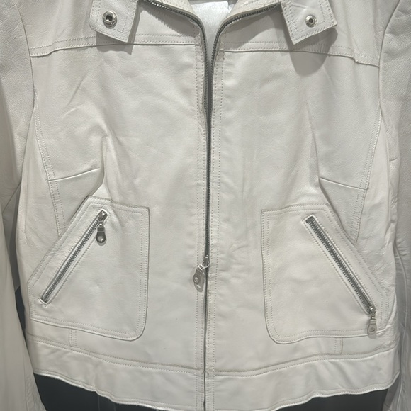 COPY - White 100% leather women’s jacket size extra large USED - Picture 6 of 11